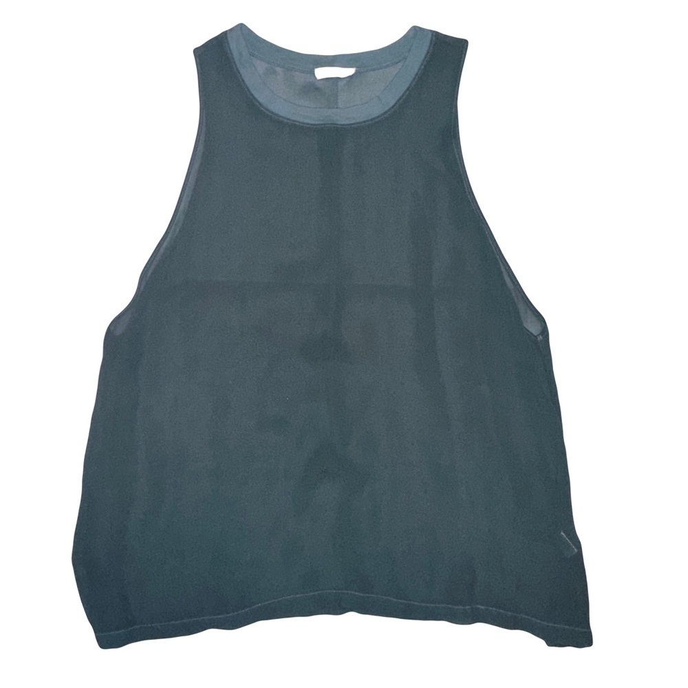 Lacausa Oversized Dad’s Sheer Chiffon Shirt with Cotton Trim Teal Size XS